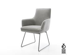 Esszimmerstuhl Heira-Flex mit Armlehnen Strukturstoff Soft Grau Kufeng...