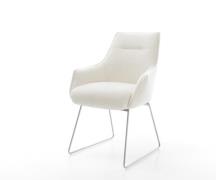 Esszimmerstuhl Alja-Flex mit Armlehnen Bouclé Soft Beige Kufengestell ...