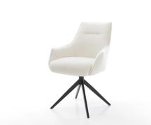 Drehstuhl Alja-Flex mit Armlehnen Bouclé Soft Beige Kreuzgestell breit...