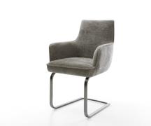 Freischwinger Heira-Flex mit Armlehnen Bouclé Soft Schlamm Freischwing...