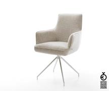 Esszimmerstuhl Heira-Flex mit Armlehnen Webstoff Soft Beige Kreuzgeste...