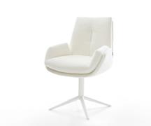 Drehstuhl Clea-Flex Bouclé Soft Beige Fußkreuz Weiß 360° drehbar Wippf...