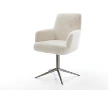 Drehstuhl Heira-Flex mit Armlehnen Plüsch Creme-Weiß Fußkreuz Graphit ...