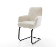 Freischwinger Heira-Flex mit Armlehnen Plüsch Creme-Weiß Freischwinger...