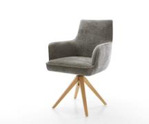 Drehstuhl Heira-Flex mit Armlehnen Bouclé Soft Schlamm Holzgestell kan...