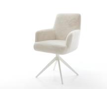 Drehstuhl Heira-Flex mit Armlehnen Plüsch Creme-Weiß Kreuzgestell brei...