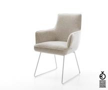 Esszimmerstuhl Heira-Flex mit Armlehnen Webstoff Soft Beige Kufengeste...