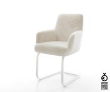 Freischwinger Heira-Flex mit Armlehnen Plüsch Creme-Weiß Freischwinger...