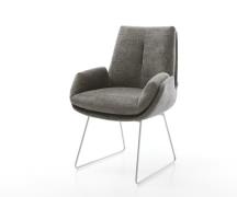 Esszimmerstuhl Clea-Flex Bouclé Soft Schlamm Kufengestell Edelstahl