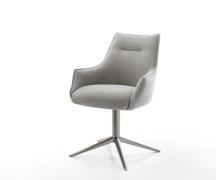 Drehstuhl Alja-Flex mit Armlehnen Strukturstoff Soft Grau Fußkreuz Gra...