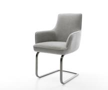 Freischwinger Heira-Flex mit Armlehnen Strukturstoff Soft Grau Freisch...