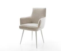 Esszimmerstuhl Heira-Flex mit Armlehnen Webstoff Soft Beige 4-Fuß koni...