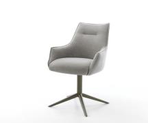 Drehstuhl Alja-Flex mit Armlehnen Strukturstoff Soft Grau Fußkreuz Eff...