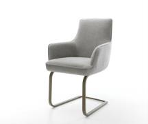 Freischwinger Heira-Flex mit Armlehnen Strukturstoff Soft Grau Freisch...