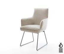 Esszimmerstuhl Heira-Flex mit Armlehnen Webstoff Soft Beige Kufengeste...