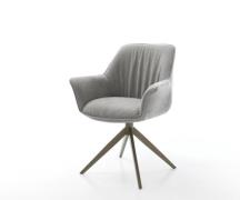 Drehstuhl Keila-Flex mit Armlehnen Strukturstoff Soft Grau Kreuzgestel...