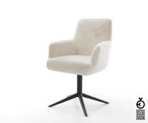 Drehstuhl Heira-Flex mit Armlehnen Plüsch Creme-Weiß Fußkreuz Schwarz ...