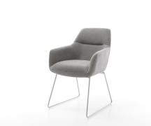 Esszimmerstuhl Pejo-Flex Strukturstoff Soft Grau Kufengestell Edelstah...