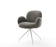 Esszimmerstuhl Nube-Flex mit Armlehnen Bouclé Soft Schlamm Kreuzgestel...