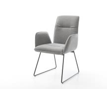 Esszimmerstuhl Vinja-Flex Strukturstoff Soft Grau Kufengestell Schwarz