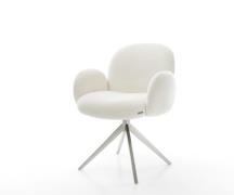 Drehstuhl Nube-Flex mit Armlehnen Bouclé Soft Beige Kreuzgestell breit...