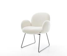 Esszimmerstuhl Nube-Flex mit Armlehnen Bouclé Soft Beige Kufengestell ...