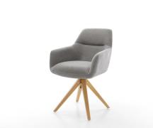 Drehstuhl Pejo-Flex Strukturstoff Soft Grau Holzgestell kantig Natur 1...