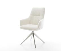 Drehstuhl Zelia-Flex mit Armlehnen Bouclé Soft Beige Kreuzgestell brei...