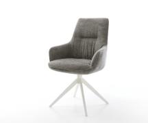 Drehstuhl Zelia-Flex mit Armlehnen Bouclé Soft Schlamm Kreuzgestell br...