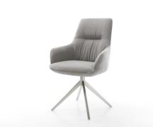 Drehstuhl Zelia-Flex mit Armlehnen Strukturstoff Soft Grau Kreuzgestel...