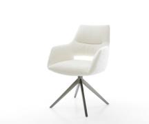 Drehstuhl Yago-Flex mit Armlehnen Bouclé Soft Beige Kreuzgestell breit...