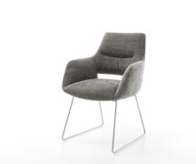 Esszimmerstuhl Yago-Flex mit Armlehnen Bouclé Soft Schlamm Kufengestel...