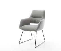 Esszimmerstuhl Yago-Flex mit Armlehnen Strukturstoff Soft Grau Kufenge...