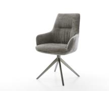 Drehstuhl Zelia-Flex mit Armlehnen Bouclé Soft Schlamm Kreuzgestell br...