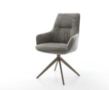 Drehstuhl Zelia-Flex mit Armlehnen Bouclé Soft Schlamm Kreuzgestell br...