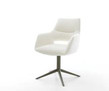 Drehstuhl Yago-Flex mit Armlehnen Bouclé Soft Beige Fußkreuz Effektfin...