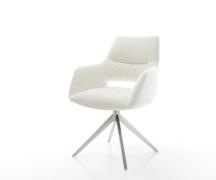 Drehstuhl Yago-Flex mit Armlehnen Bouclé Soft Beige Kreuzgestell breit...