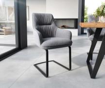 Freischwinger Zelia-Flex mit Armlehnen Strukturstoff Hellgrau Freischw...