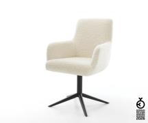 Drehstuhl Heira-Flex mit Armlehnen Teddystoff Beige Fußkreuz Schwarz 3...