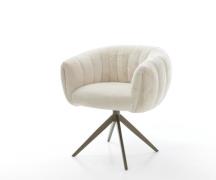 Drehstuhl Jada-Flex Plüsch Creme-Weiß Kreuzgestell breit Effektfinish ...