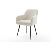 Esszimmerstuhl Greg-Flex Plüsch Creme-Weiß 4-Fuß konisch Schwarz Tasch...