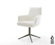 Drehstuhl Heira-Flex mit Armlehnen Bouclé Soft Beige Fußkreuz Effektfi...