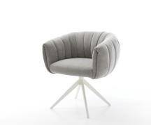 Drehstuhl Jada-Flex Strukturstoff Soft Grau Kreuzgestell breit Weiß 36...