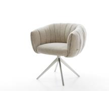 Drehstuhl Jada-Flex Webstoff Soft Beige Kreuzgestell breit Edelstahl 3...