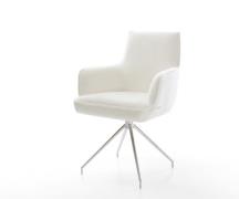 Esszimmerstuhl Heira-Flex mit Armlehnen Bouclé Soft Beige Kreuzgestell...