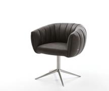 Drehstuhl Jada-Flex Mikrofaser Anthrazit Vintage Fußkreuz Edelstahl 36...