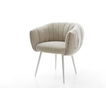 Esszimmerstuhl Jada-Flex Webstoff Soft Beige 4-Fuß konisch Edelstahl T...