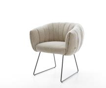 Esszimmerstuhl Jada-Flex Webstoff Soft Beige Kufengestell Schwarz Tasc...