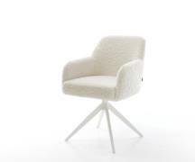 Drehstuhl Greg-Flex Teddystoff Beige Kreuzgestell breit Weiß 360° dreh...