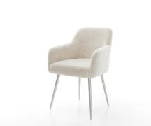 Esszimmerstuhl Greg-Flex Plüsch Creme-Weiß 4-Fuß konisch Edelstahl Tas...